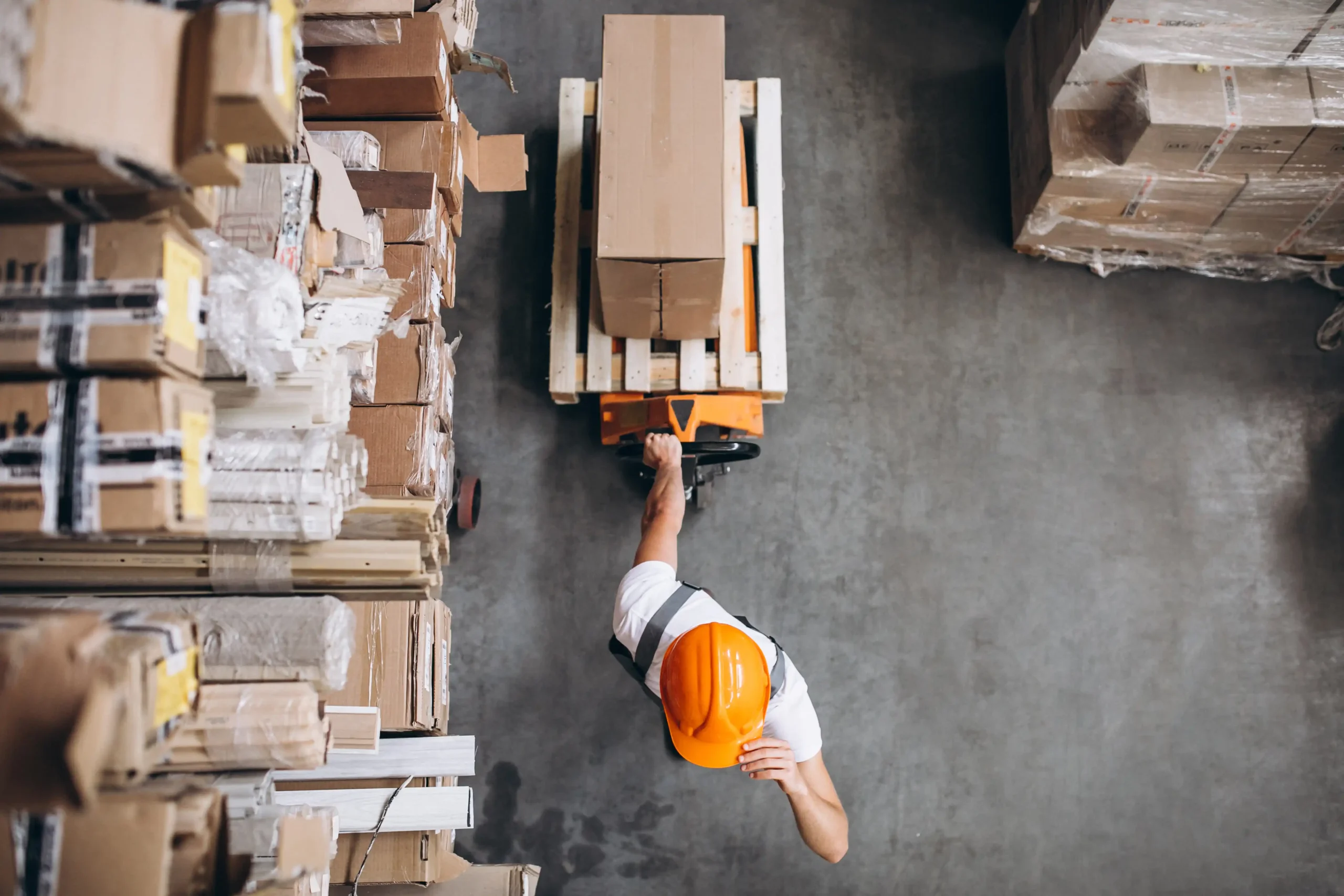 young man working warehouse