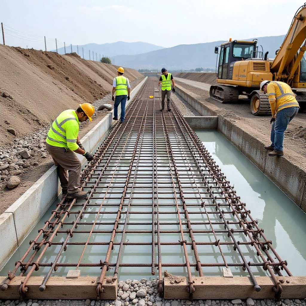 freepik concrete pouring at a construction site with steel 79872