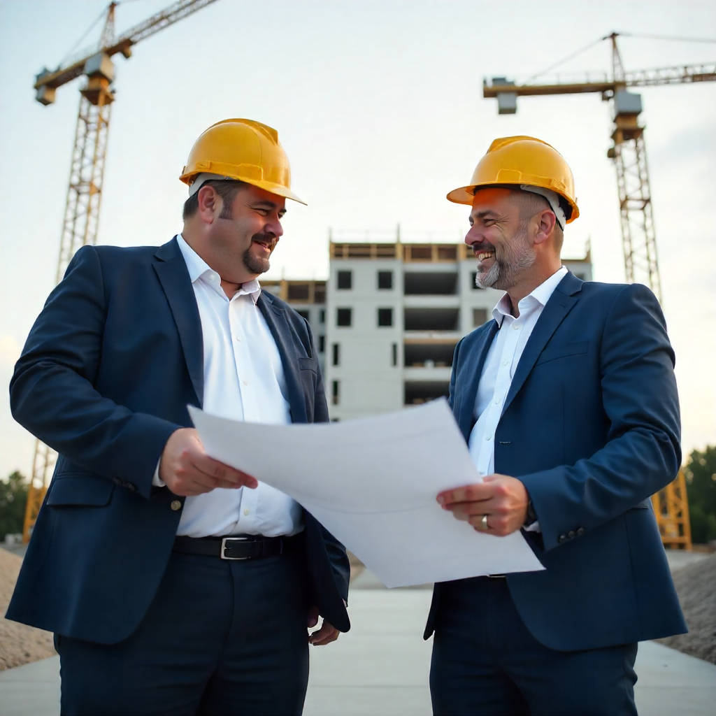 freepik reviewing blueprints with cranes and a building un 39323